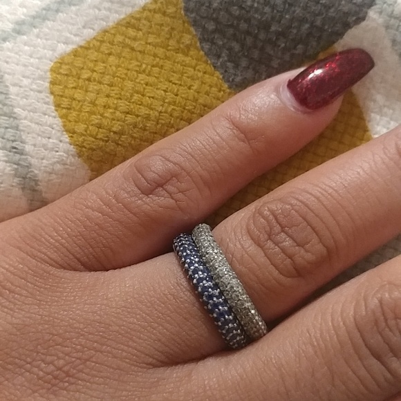 Blue sapphire pave eternity band - Picture 3 of 6